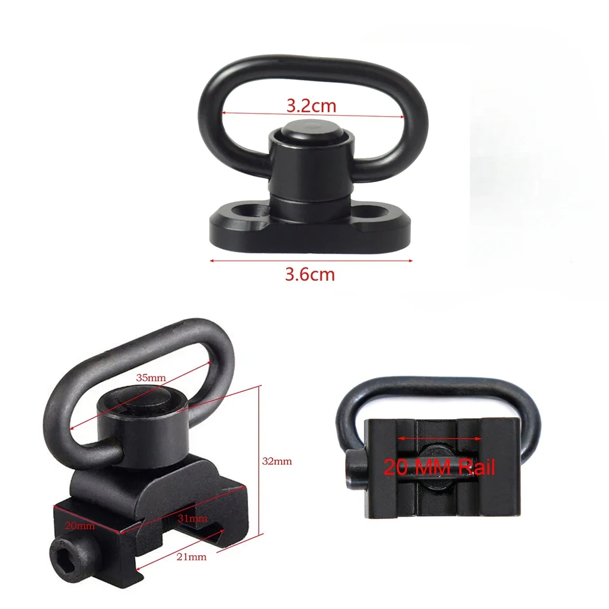 sling swivel mount 1.25&rdquo; QD Heavy Duty Quick Detach Push Button 360&deg; Rotatable For Two Point Rifle Sling Easy to Mount