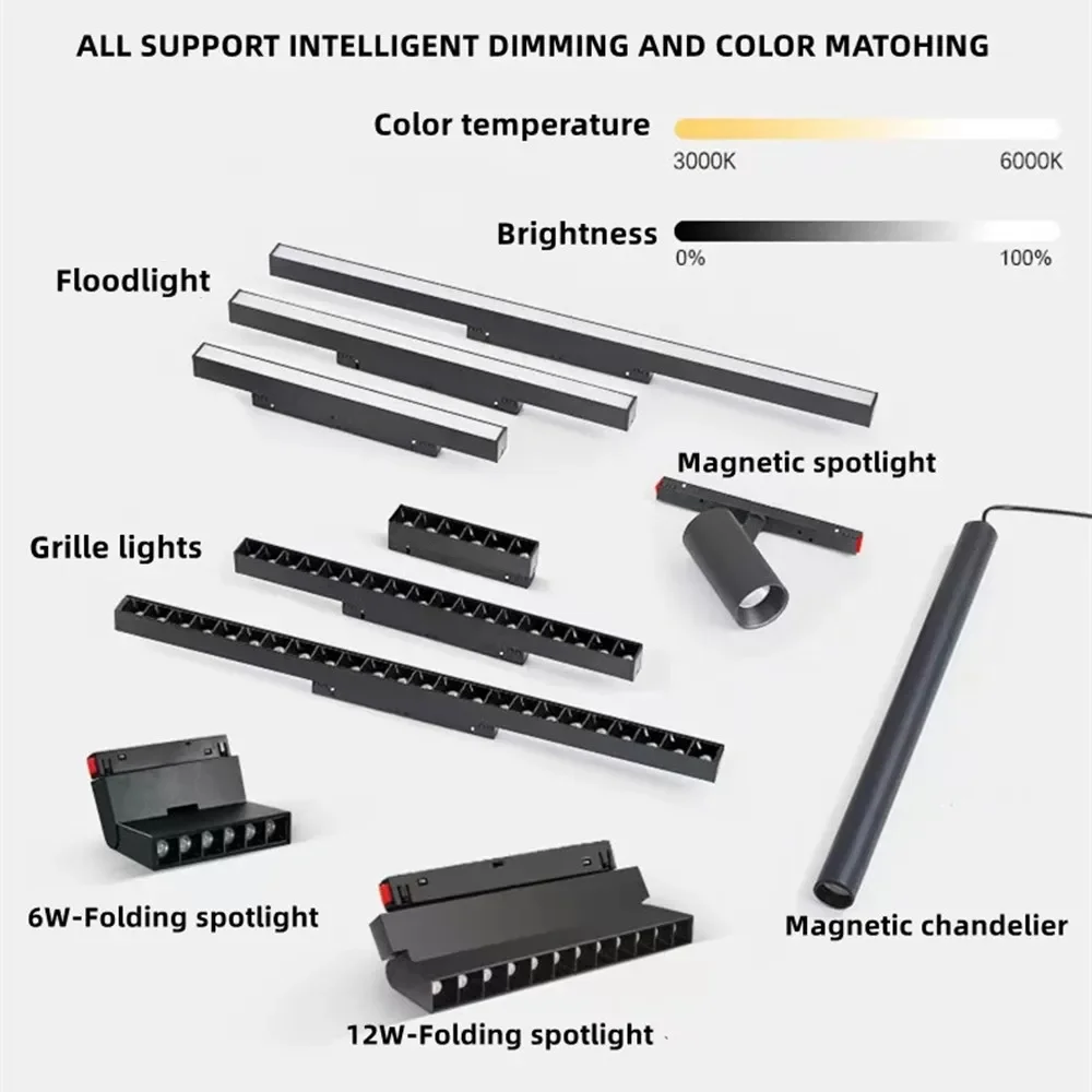 Smart LED Magnetic Track Light System Tuya Zigbee Mi-Home Dimmable DC48V Spotlight Floodlight Livingroom Magnetic Rail Lighting 3