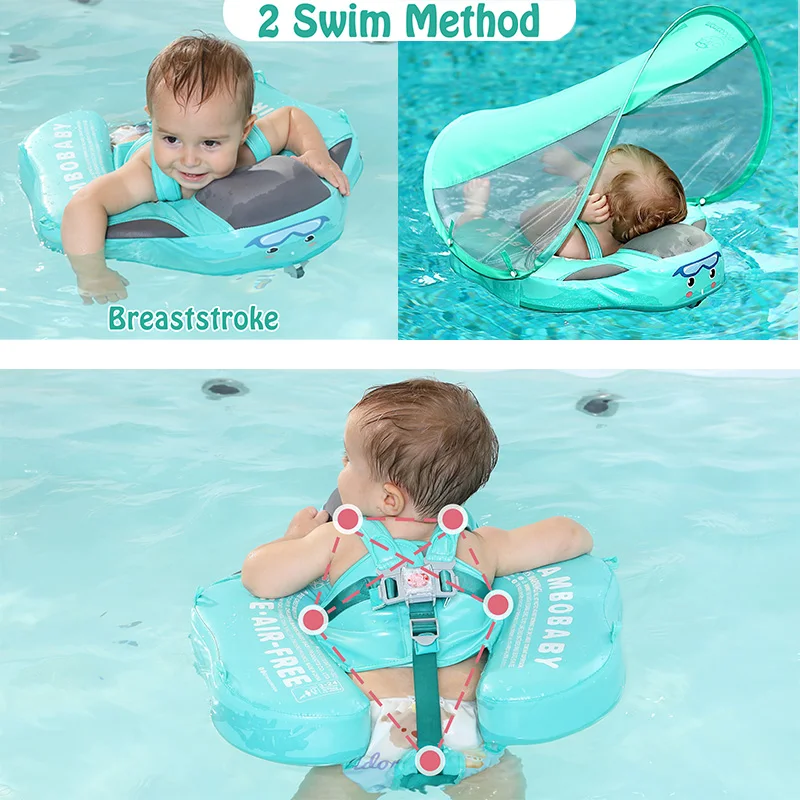 Mambobaby Baby Chest Swimming Float Ring Seat Swim Sun Shade Trainer Toy Kids Infant Floating Pool Beach Accessories Fun Toy 3