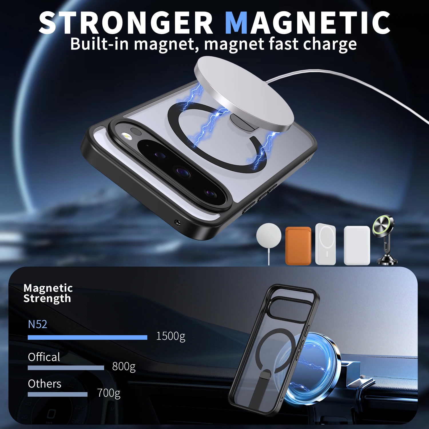 Premium Magnetic Stand Armor Phone Case with Magsafe Wireless Charging Compatibility - Shockproof and Durable Cover