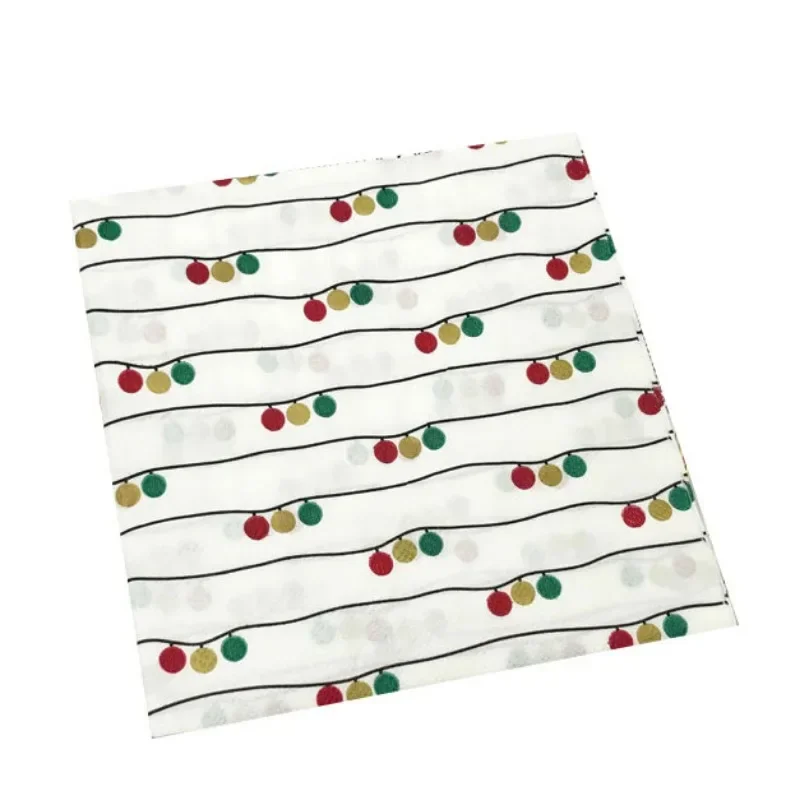 20pcs/P Colorful Printed Napkins Striped Dots Square Handkerchiefs Restaurant Folding Paper Napkins Wine Glass Folding Paper