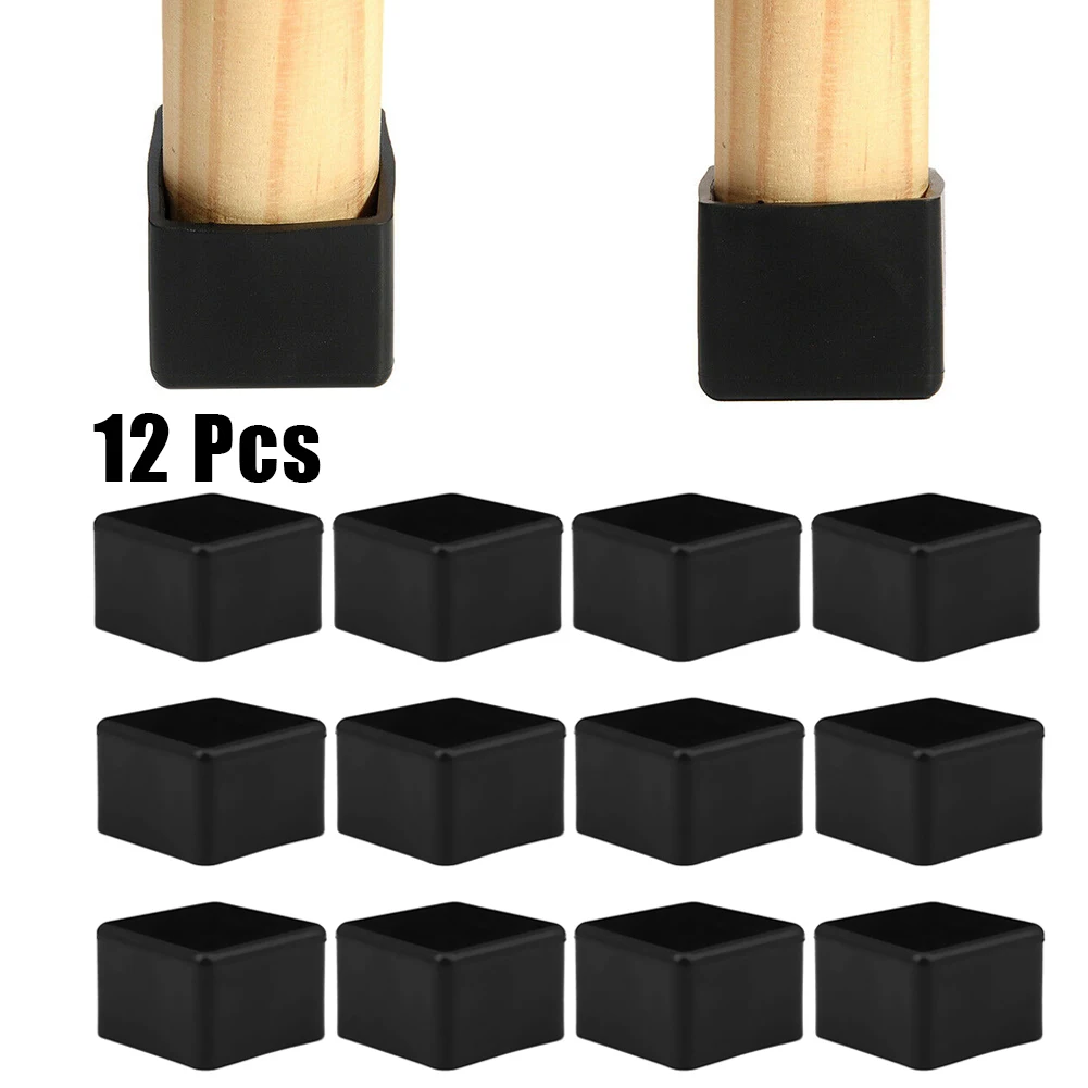 

12PCS Square Chair Table Foot Protector Furniture Cups Hardware Home Office Table Covers Socks Plugs Cover Furniture Feet Cover