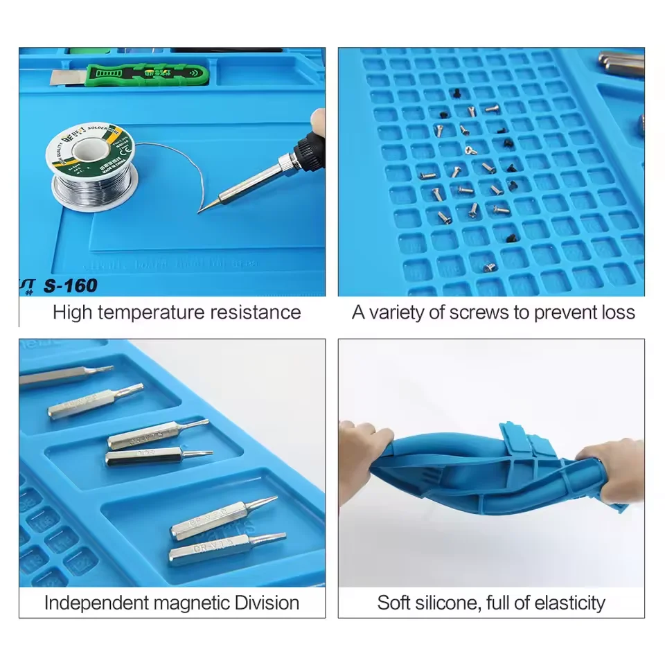 Magnetic soldering station mat antistatic high temperature resistance silicone for electronic phone laptop watch repair