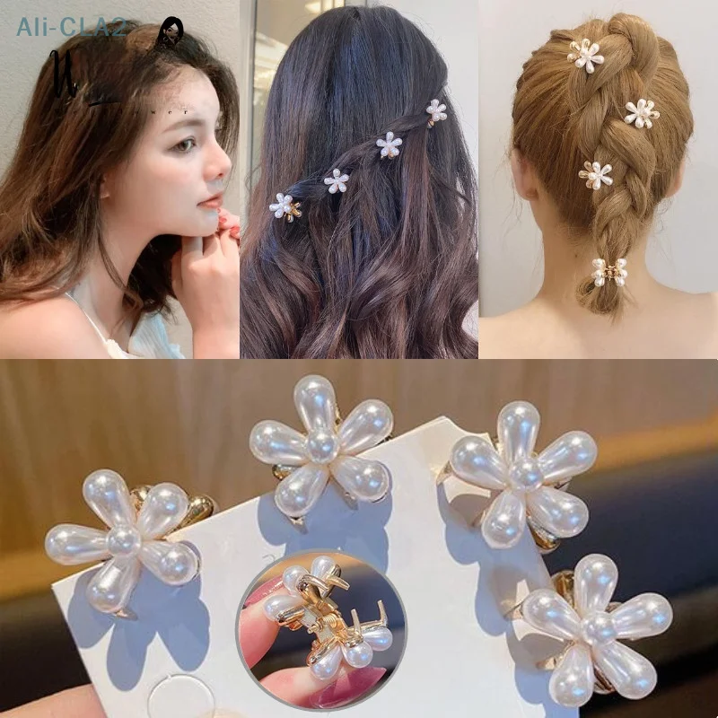 

Korean Mini Pearl Hair Claw For Women Girls Retro Rhinestone Flower Small Hairpins Hair Crab Clip Girl Hair Accessories
