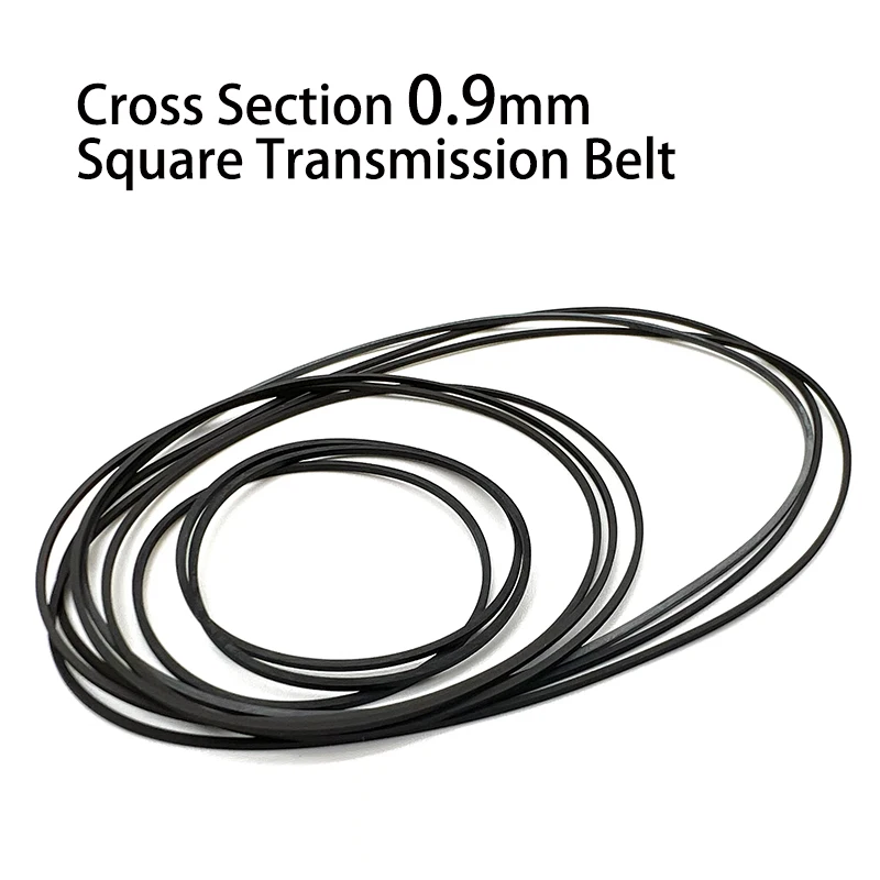 1Pcs Cross Section 0.9mm Folded Length 12-102mm Square Rubber Transmission Belt For Cassette Tape Drives Walkman Counter Belt
