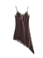 Women Fashion Sexy V-Neck Lace Elegant Halter Dress Asymmetric Hem Dress 2025 Summer New Fashion Holiday Party Beach Dresses - Image 5