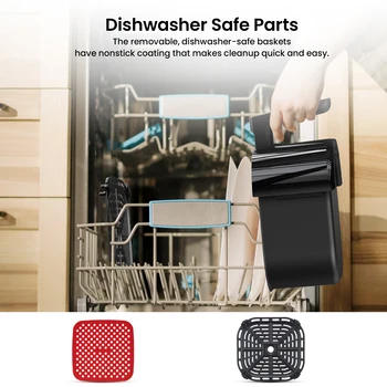 5 Quart Digital Display Air Fryer Toaster Oven Combo with 8 Cooking Presets Oilless Cooker,Visible Window,Dishwasher Safe Basket 6