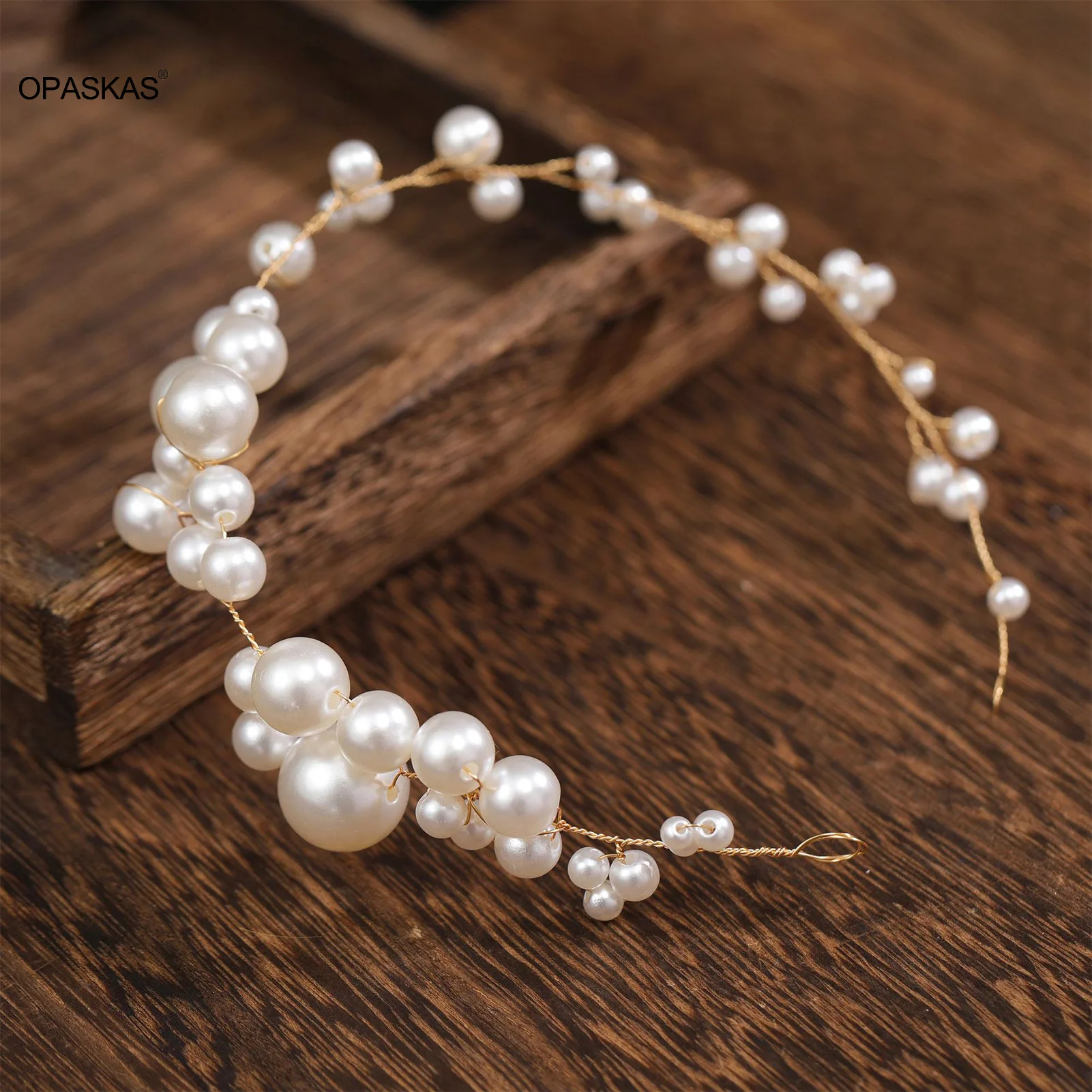 Copricapo da sposa dolce fascia per banchetti copricapo di perle catena semplice vite per capelli per banchetti gioielli per capelli in maschera di nozze - Image 3