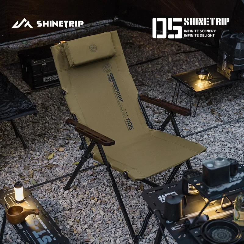 ShineTrip Outdoor 5 Series Camping Folding Chair Portable Camping Adjustable Folding Chair Office Lunch Nap Fishing Picnic