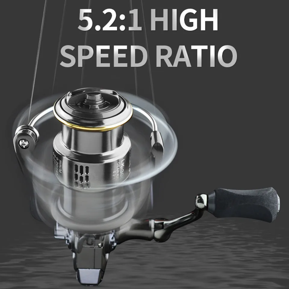 WALK FISH New Fishing Reel 1000-3000 Series Gear Ratio 5.2:1 Double Handle  Grip Spinning Reel Max Drag 10KG Metal Fishing Tackle