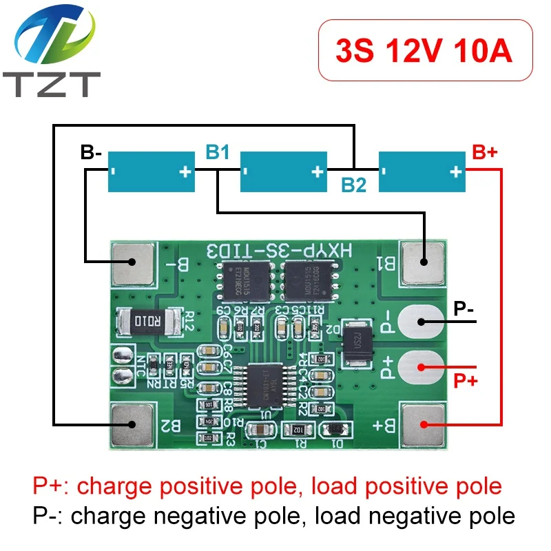 DIYTZT 1/2/3PCS 3S 10A Li-Ion Lithium Batterie 18650 Ladegerät PCB BMS Schutz Bord 12V 11,1 V 12,6 V Verhindern überladung
