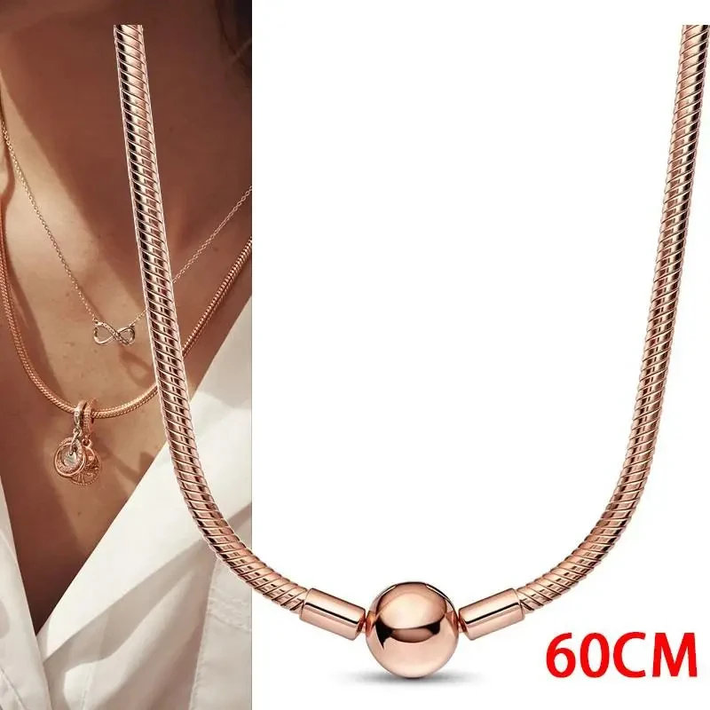 Original LOGO Women's Necklace ME Snake Bone Stud Logo Necklace% 925 Sterling Silver DIY Charm Jewelry Gift Fashion Light Luxury