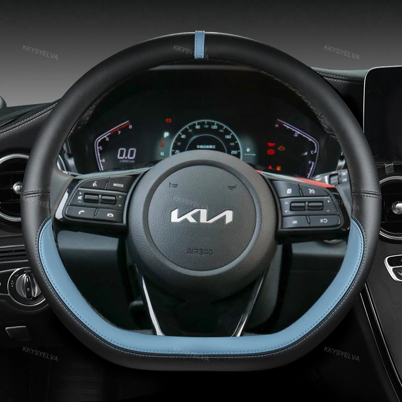 Car Steering Wheel Cover 38cm 15" Leather For Kia Sportage Sid Rio 3 Soul Sportage Ceed Sorento Cerato K2 K3 K4 K5 KX3 KX5 2022 — view 6