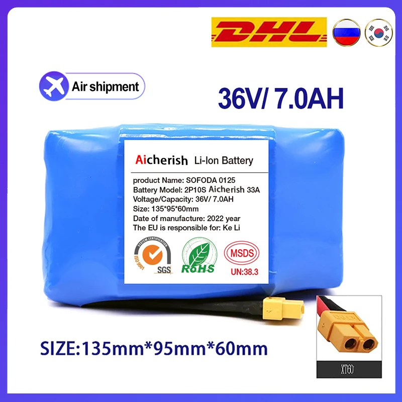 

36V 7.0Ah Battery Hoverboard Rechargeable Li-Ion Battery Pack Li-Ion Cell For Electric Self Balance Scooter Hoverboard Unicycle