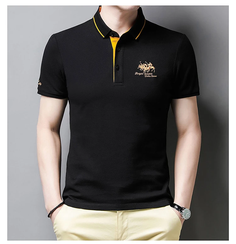 Polo Shirt Embroidered Men Pure Cotton Summer Business Casual Breathable For Men