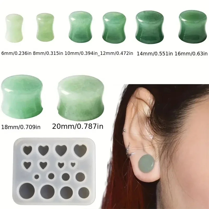Ear Stretching Mold Silicone Jewelry Molds Round Heart Shaped Ear Expander Moulds Perfect for DIY Stretching Enthusiasts