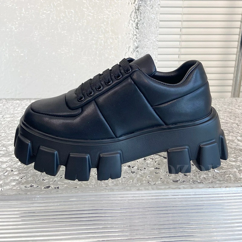 

Leisure Shoes Spring 2024 New Sewing Upper Design Solid Color Female Loafers Anti-Odor Height Increasing Women's Shoes