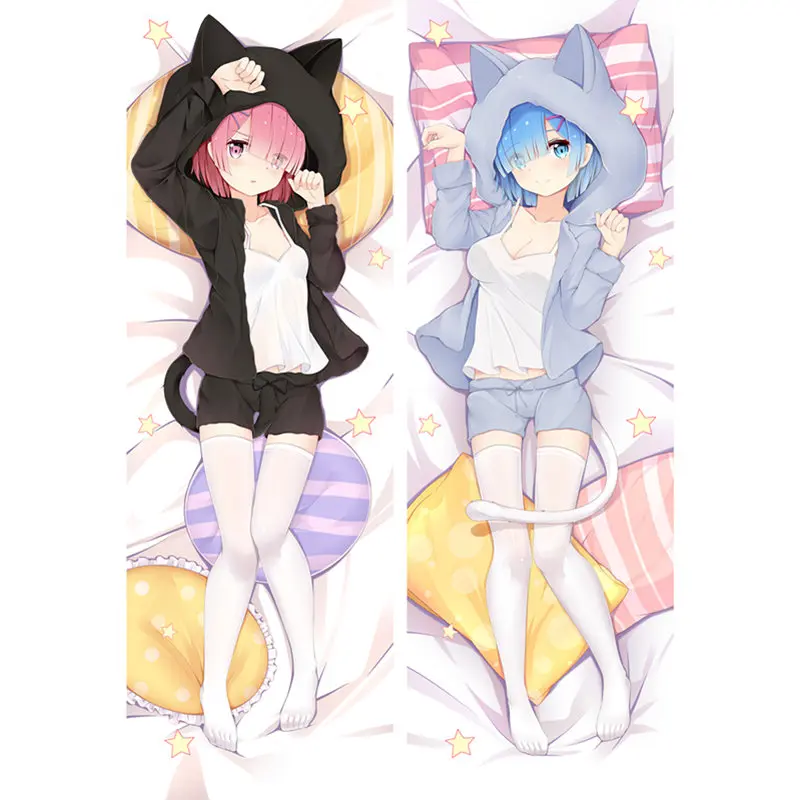 

Anime RE ZERO Starting Life In Another World Pillow Covers Ram Rem Pillowcase 3D Double-sided Bedding Hugging Body Pillowcase