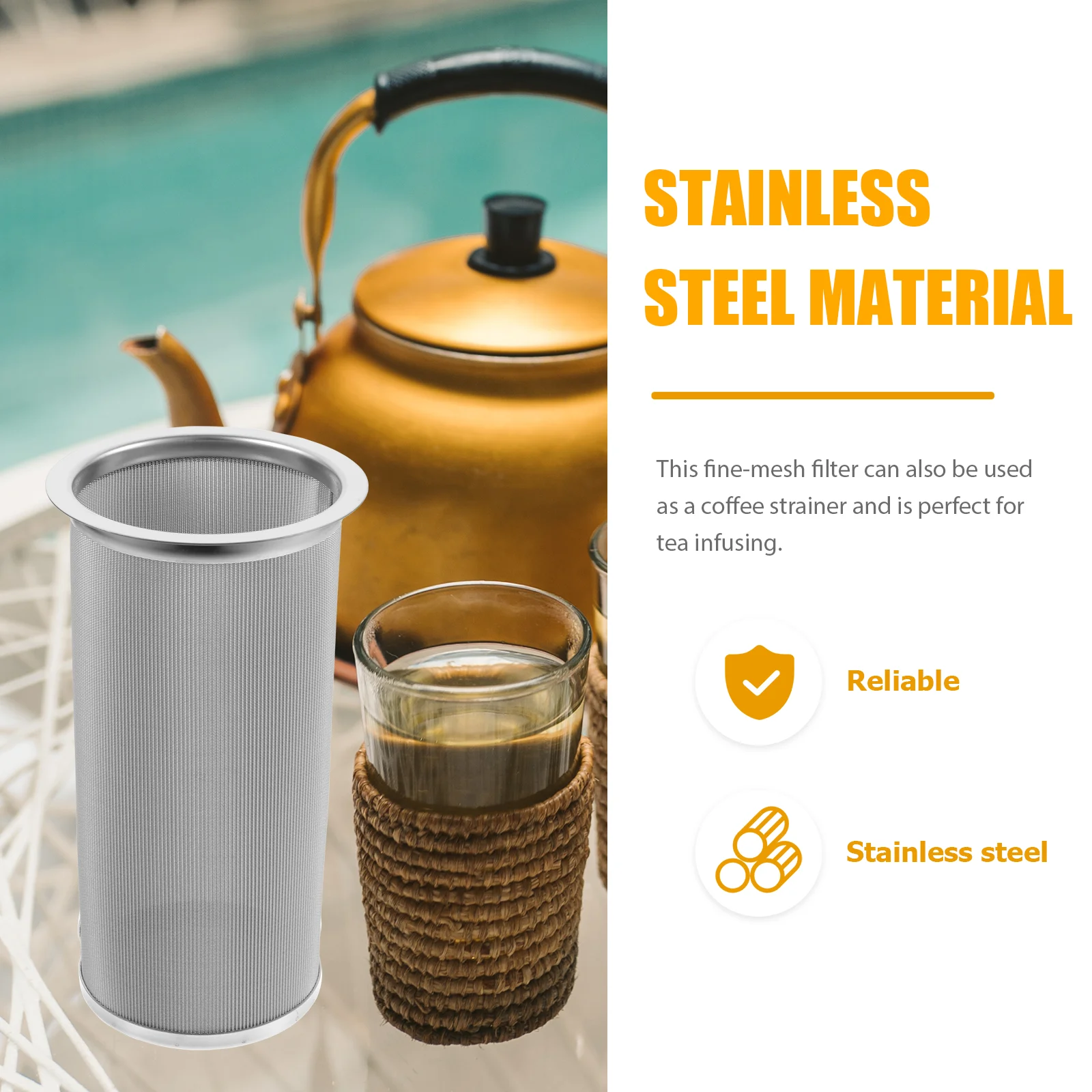 Stainless Filter Mesh Metal Strainer Tea Teapot with Handle