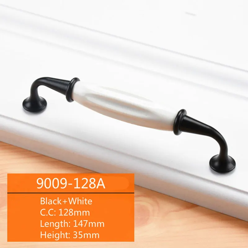 Cabinet Ceramic Black White Handle European Aluminum Wardrobe Door Handle Drawer Modern Minimalist Handle Furniture Hardware