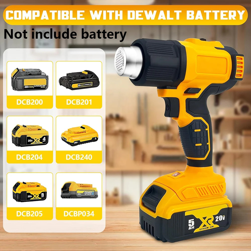 Cordless Heat Gun Hot Air Gun for Makita Dewalt 18V Battery 572℉-1022℉ Adjustable Temperature for Hot Air Gun Heat Gun