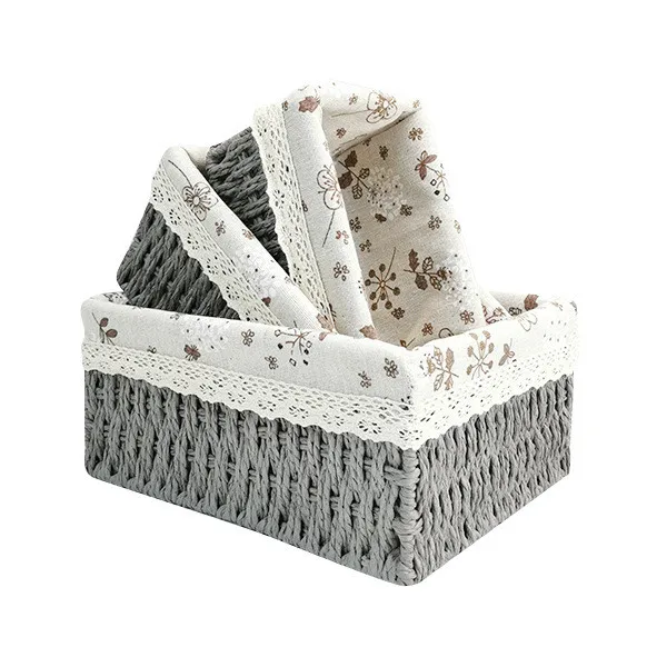 Rattan weaving Storage Basket Eco-friendly Wear Resistant Fabric Anti-deform Organizer Basket Home Miscellaneous basket storage 3