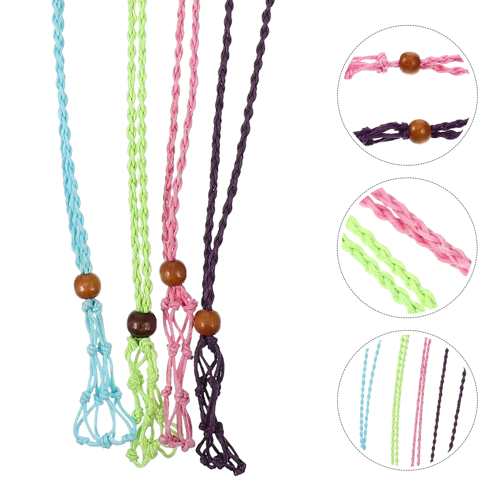 

4 Pcs Natural Hand Woven Mesh Decor Necklace Accessories Wax Rope Cords for DIY