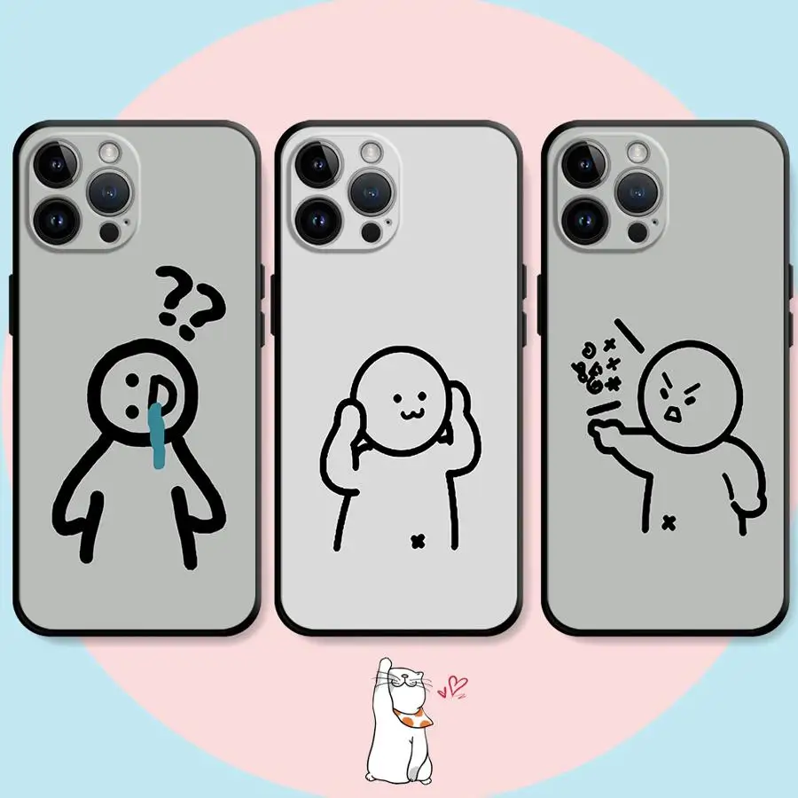 Black Soft Shell Cartoon Case with Funny Matchman Design
