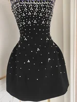 فساتين IEQJ الفرنسية نمط الماس تقسم حفلات صغيرة للنساء مائل الرقبة بلا أكمام عالية الخصر فستان أسود الإناث 2023 3WQ6859 1