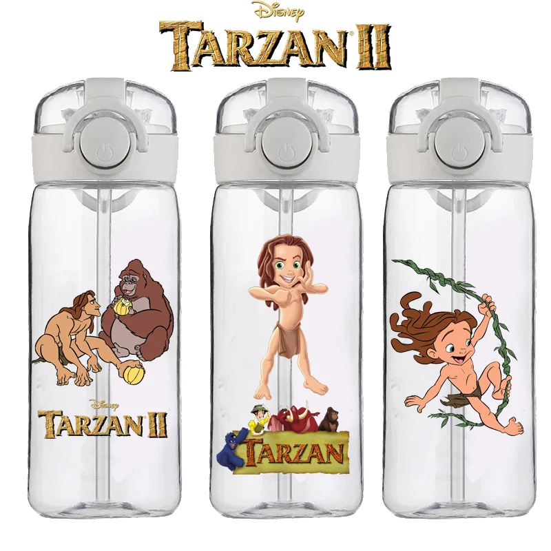 400ML Cartoon Disney Straw Plastic Cup Large Capacity Couple Student Cute Simple Portable Tarzan Cute Easy Cup Birthday Gift New