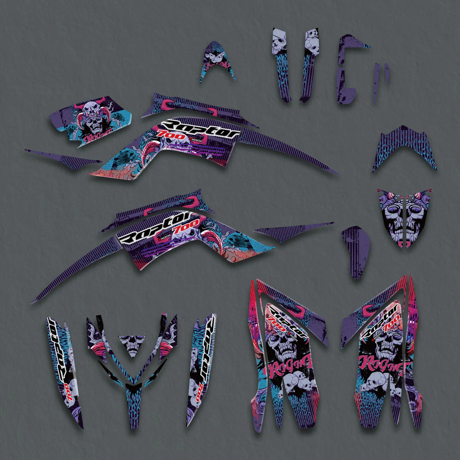 Für Yamaha Raptor 700 YFM 700 2013–2023, ATV-Verkleidungs-Grafik-Set, Hintergrund-Aufkleber, Aufkleber, individuell anpassbar, 2022, 2021 2020, 2019 2018 – Detail 7