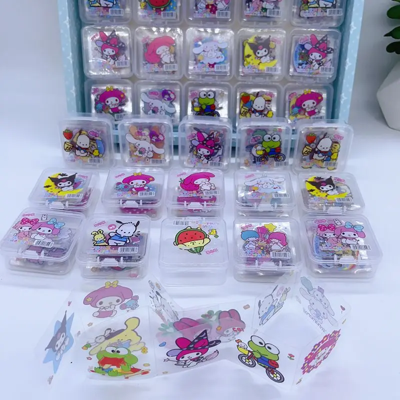Sanrio Cinnamoroll My Melody Kuromi 투명 완두콩 스티커 보관함