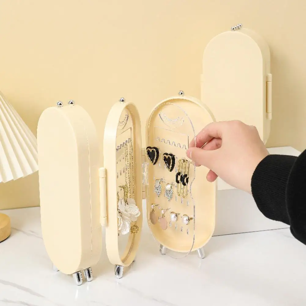 

Подставка для сережек Современная многослойная Подставка для ювелирных изделий с зеркалом складной экран для женских сережек кольца Пылезащитная