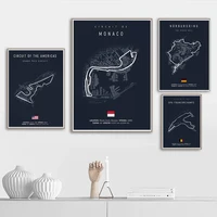 ⁦لوحات كانفاس جدارية لحلبات فورمولا 1 الكلاسيكية | Blue Formula 1 Circuit Tracks Canvas Wall Art⁩ - الصورة ⁦5⁩