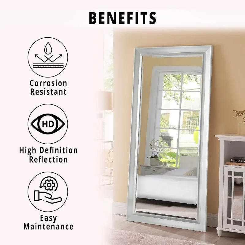 Tall Mirror Full Body Oversize Mirror Beaded Full Length Huge Mirrors for Bedroom Free Standing XL Floor Long XL