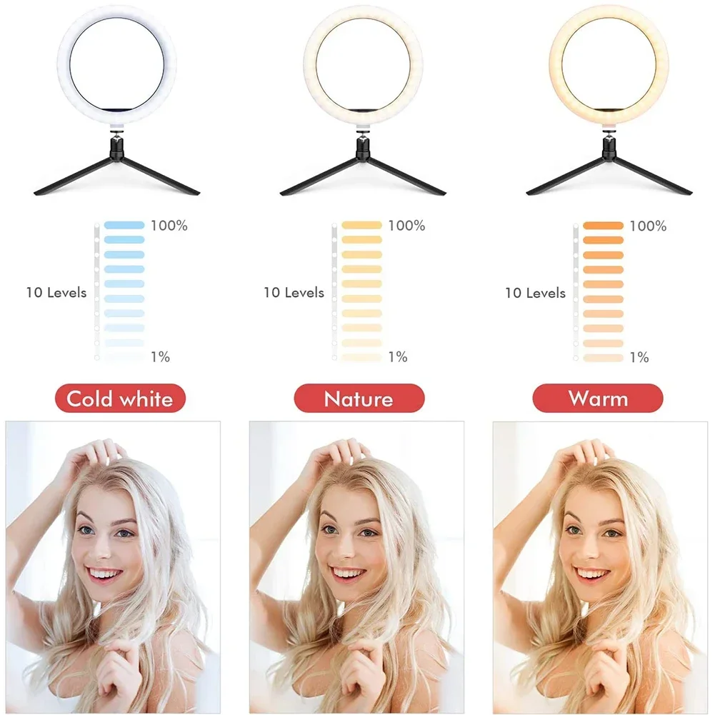 LED 셀카 링 조명, 사진 셀카 링 램프, USB 원격 필 라이트, 유튜브 틱톡 비디오 라이브 전화 거치대 및 삼각대