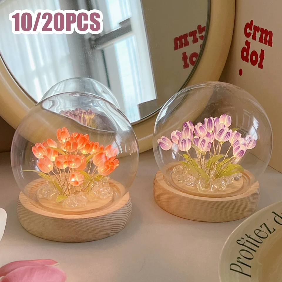 WIYETY Lampada Tulipano Fai Da Te Con Copertura In Vetro | Luce Notturna USB Per Camera Da Letto | Atmosfera Rilassante