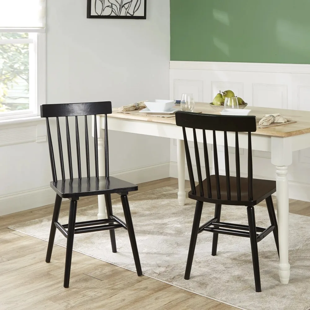 

2023 Better Homes & Gardens Gerald Classic Black Wood Dining Chairs, Set of 2