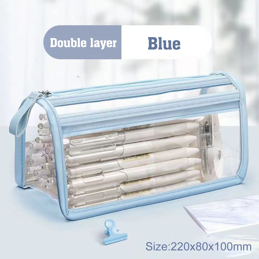 2 Stück Transparente Federmäppchen Aus PVC – Wasserdicht, Reißverschluss, 21,5x12,2 Cm Für Schule, Büro & Reise