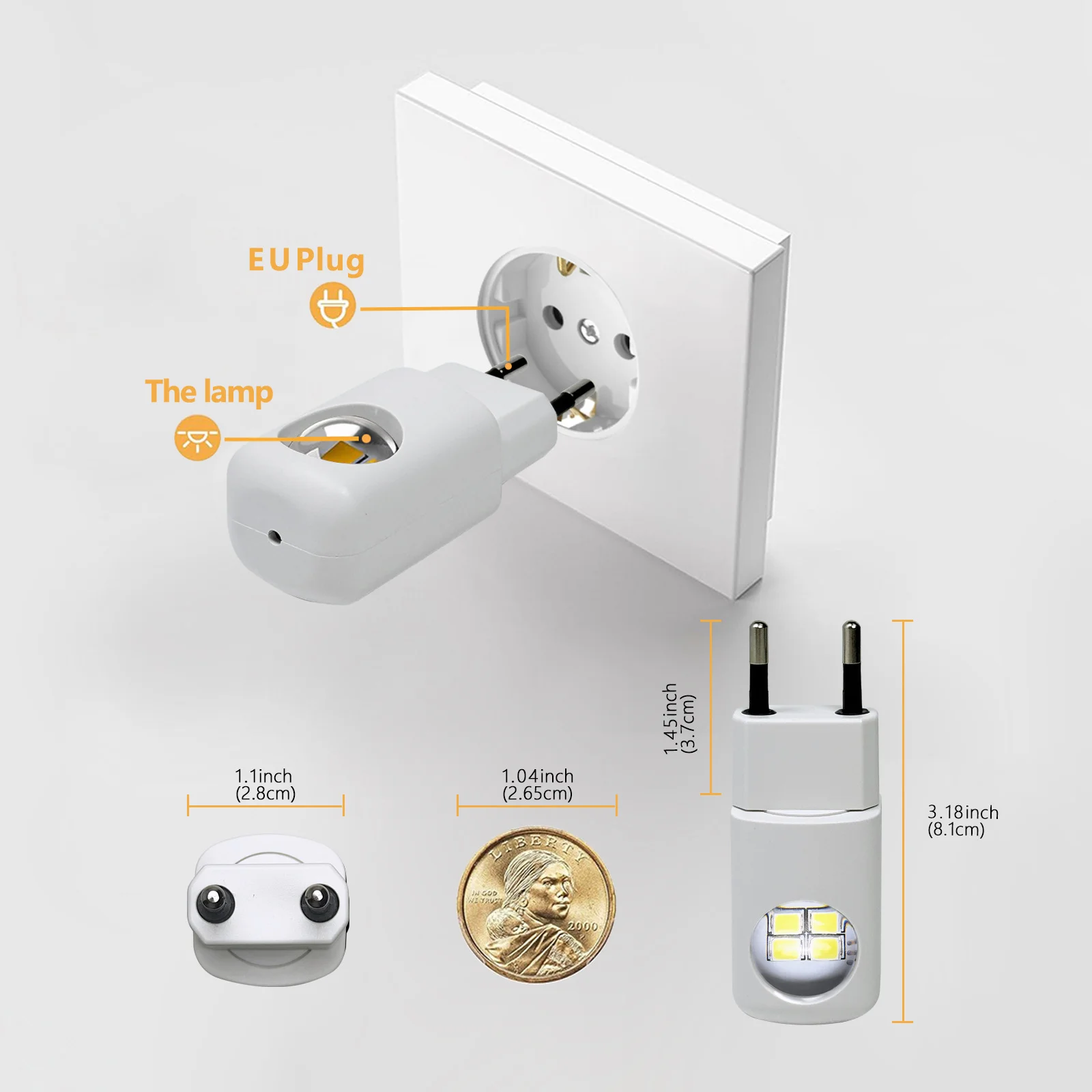 황혼에서 새벽까지 작동하는 조명 센서 LED 야간 조명 AC110-230V 미국/EU 플러그인 자동 켜짐/꺼짐 화이트/블랙 침실 욕실 복도 계단용