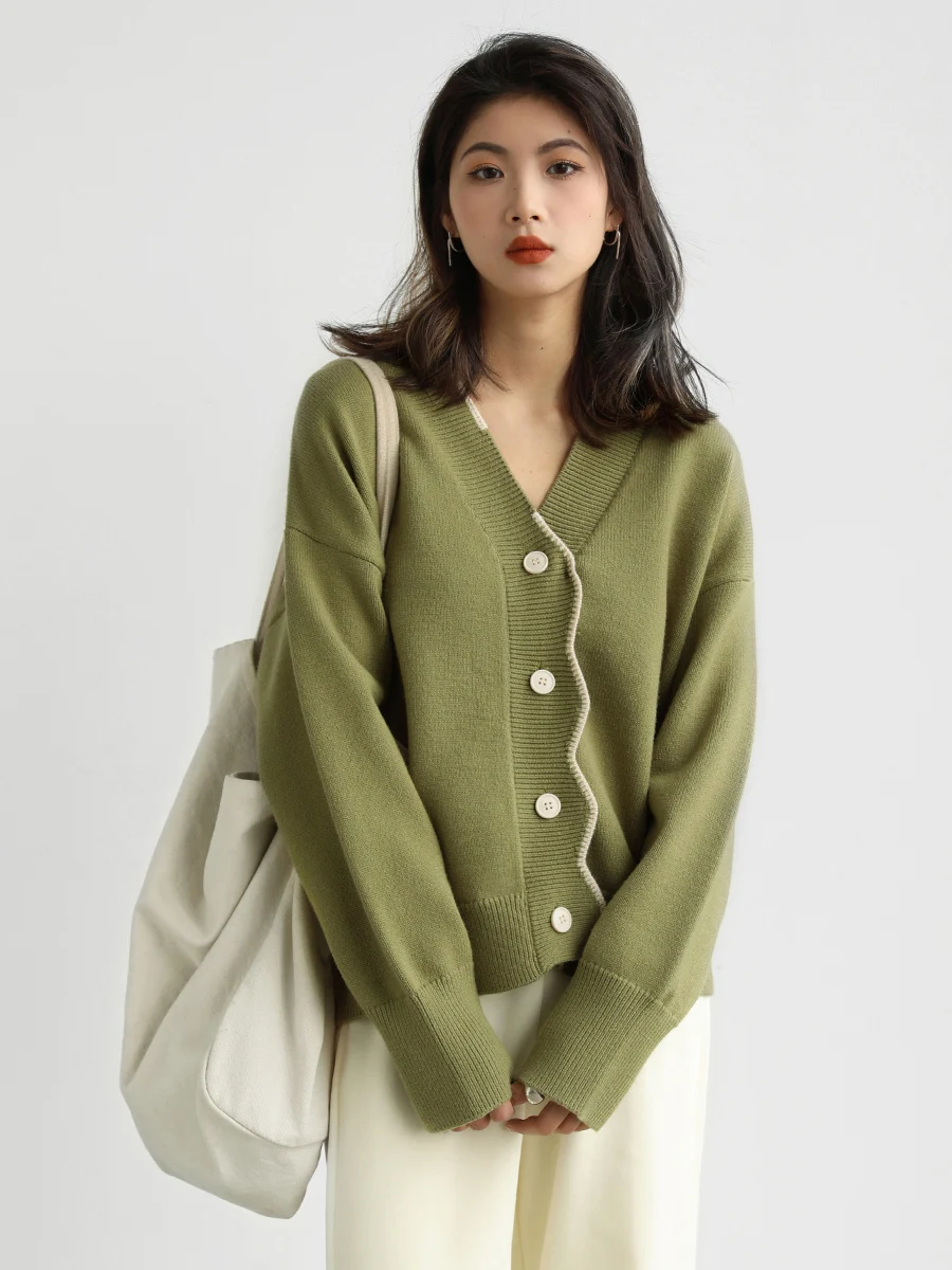 CHIC VEN 여성용 베이직 솔리드 루즈 카디건 스웨터, V넥 긴팔 상의, 레이디 코트, 봄 가을 2022
