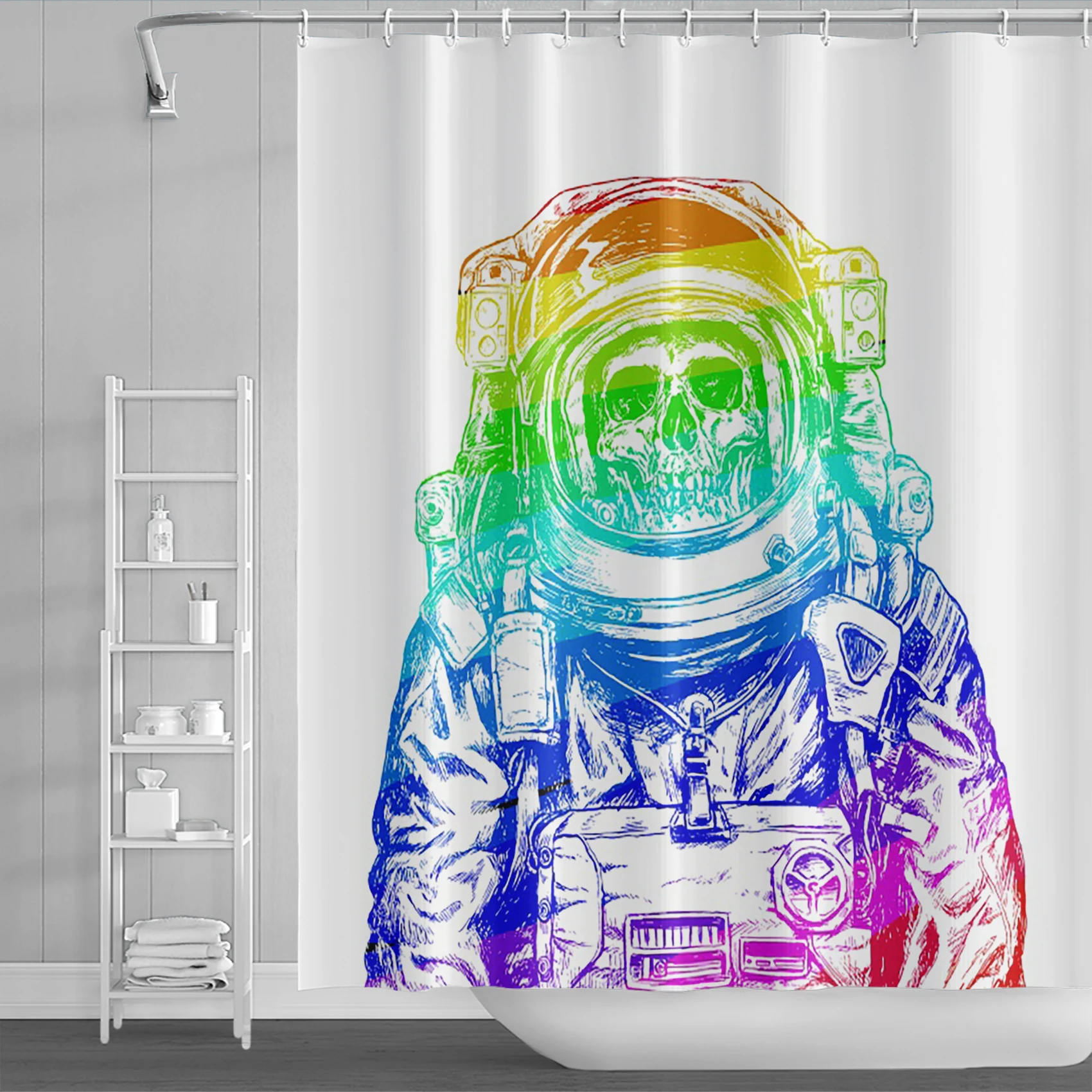 

Abstract Monkey Shower Curtain Boho Astronaut Skull Water-proof Polyester Shower Curtains Bathroom Bath Curtains Room Decoration