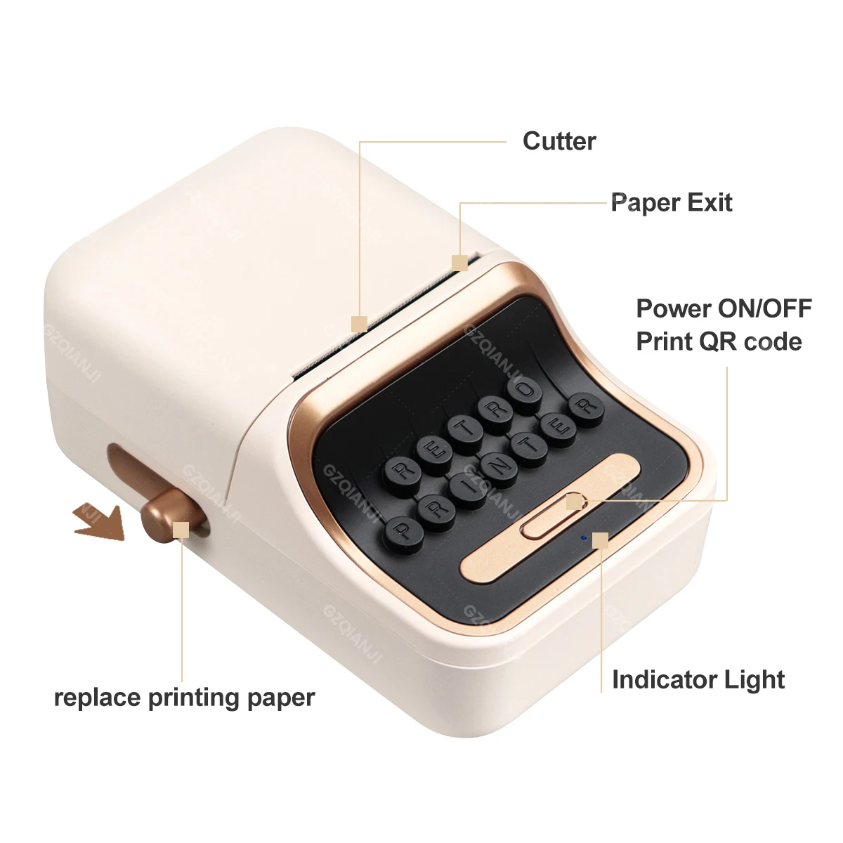 Mini Portable Thermal Label Printer 20-50mm Width Bluetooth Printing or Color Cable Transparent Sticker Labeller Maker Paper