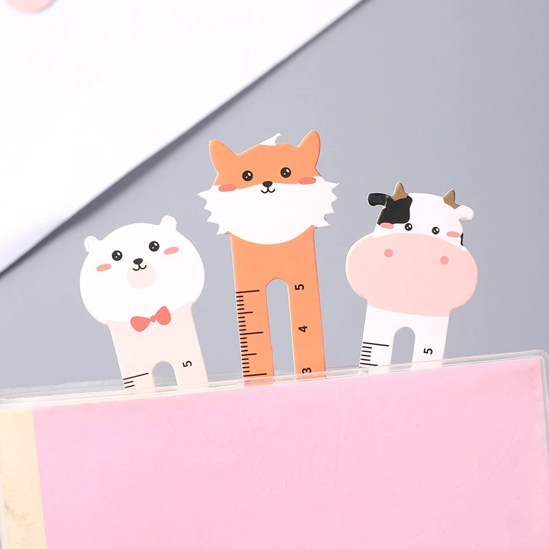 Animal Bookmark 10/20/50pcs Cartoon Animal Bookmark Ruler Dual-use Office Educational Supplies Cute Gift Prizes Student Creative Stationery