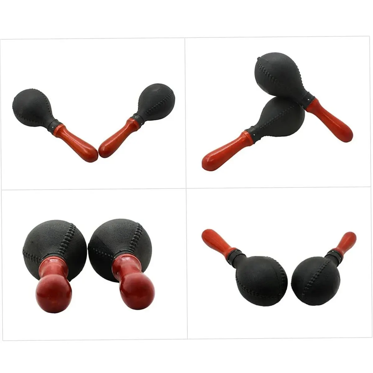 Sand Hammer Percussion Instrument Shakers Rattles 1 Pair with ABS Plastic Shell and Wooden Handles Black Wood Handle Maracas