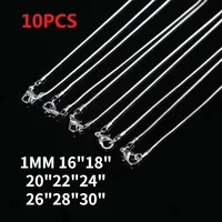 Hot 10pcs/Lot 16/18/20/22/24/26/28/30 Inch 1.2mm Snake Chain Necklace Silver Color For Woman Man Fashion Jewelry - Image 4