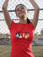 

Disney Couple T Shirt Mickey Mouse Kawaii Harajuku Tshirt 2022 New Red Summer Top Fashion Young Casual Short Sleeve Brand Tee
