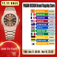 PAGANI DESIGN Watches 2025 New Luxury Rose Gold Automatic Mechanical Watch Men Sapphire Crystal Waterproof Stainless Steel Watch