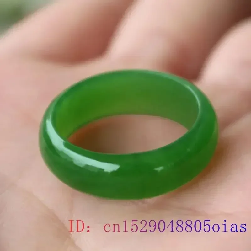 Natural Green Hetian Jade Ring Chinese Jasper Amulet Fashion Charm Hand Carved Crafts Gifts for Women Men jade ring