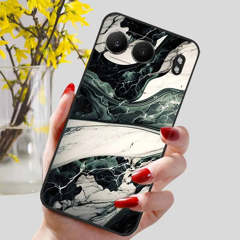 Elegant Black Marble TPU Soft Phone Cover - Fashionable Silicon Back Protector